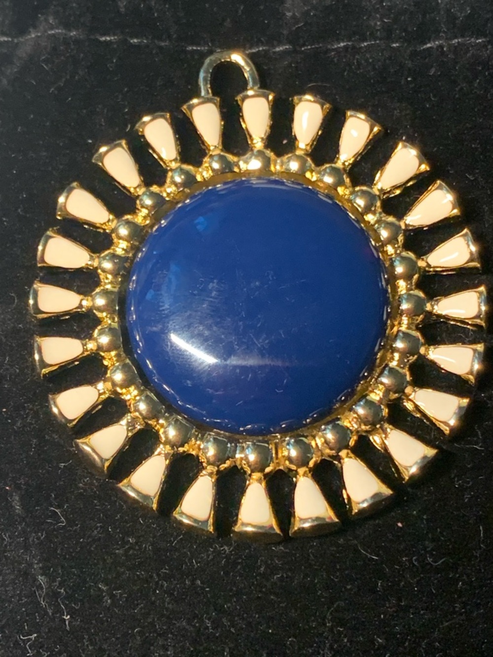 Gold-Tone Blue Center Sunburst Pendant